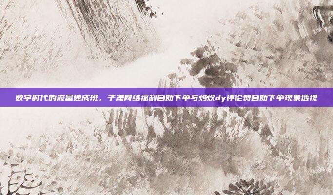 数字时代的流量速成班，子潇网络福利自助下单与蚂蚁dy评论赞自助下单现象透视