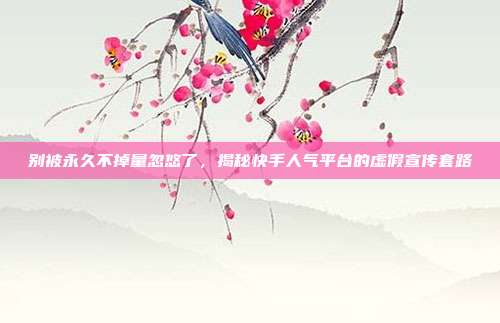 别被永久不掉量忽悠了，揭秘快手人气平台的虚假宣传套路