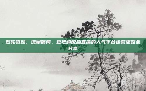 双轮驱动,流量破局,短视频配合直播的人气平台运营思路全分享