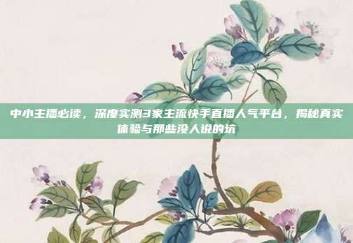 中小主播必读，深度实测3家主流快手直播人气平台，揭秘真实体验与那些没人说的坑