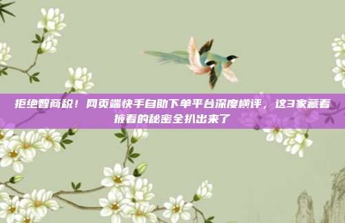 拒绝智商税!网页端快手自助下单平台深度横评,这3家藏着掖着的秘密全扒出来了