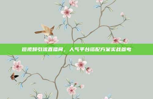 短视频引流直播间,人气平台搭配方案实战参考