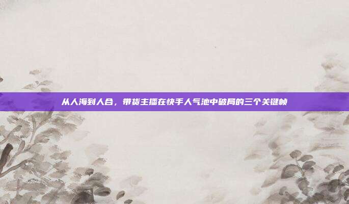 从人海到人合，带货主播在快手人气池中破局的三个关键帧