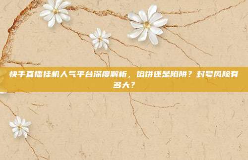 快手直播挂机人气平台深度解析，馅饼还是陷阱？封号风险有多大？