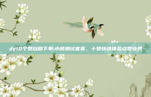 dy10个赞自助下单:小额测试套餐，十赞快速体验点赞业务