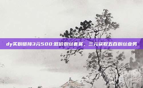 dy买粉链接3元500:低价粉丝套餐，三元获取五百粉丝业务