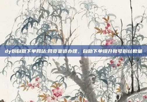 dy粉自助下单网站:网页渠道办理，自助下单提升账号粉丝数量