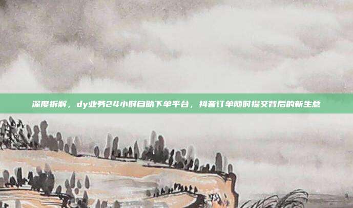 深度拆解，dy业务24小时自助下单平台，抖音订单随时提交背后的新生意
