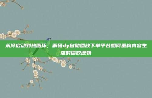 从冷启动到热循环，解码dy自助播放下单平台如何重构内容生态的播放逻辑