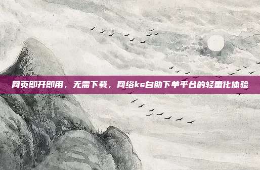 网页即开即用，无需下载，网络ks自助下单平台的轻量化体验