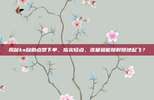 揭秘ks自助点赞下单，指尖轻点，流量就能随时随地起飞？