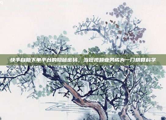 快手自助下单平台的隐秘密码，当短视频业务成为一门精算科学