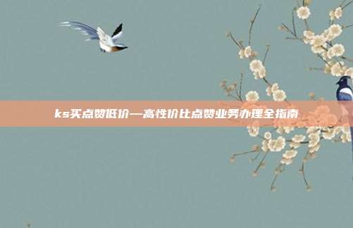 ks买点赞低价—高性价比点赞业务办理全指南