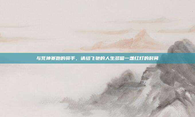 与死神赛跑的骑手，请给飞驰的人生多留一盏红灯的时间