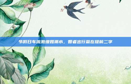 节假日车流激增如潮水，智者出行赢在提前二字