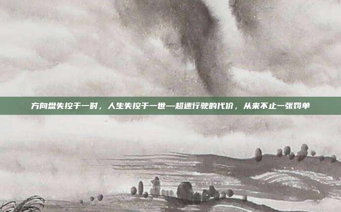 方向盘失控于一时，人生失控于一世—超速行驶的代价，从来不止一张罚单
