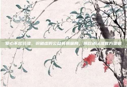 爱心不容亵渎，识破虚假公益募捐骗局，捐款请认准官方渠道