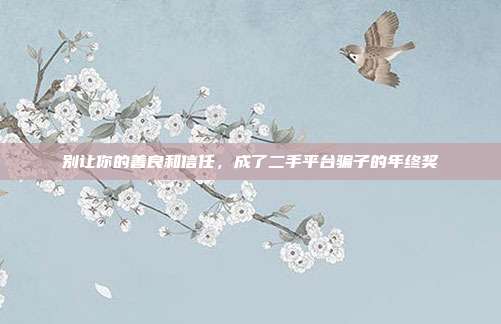别让你的善良和信任，成了二手平台骗子的年终奖