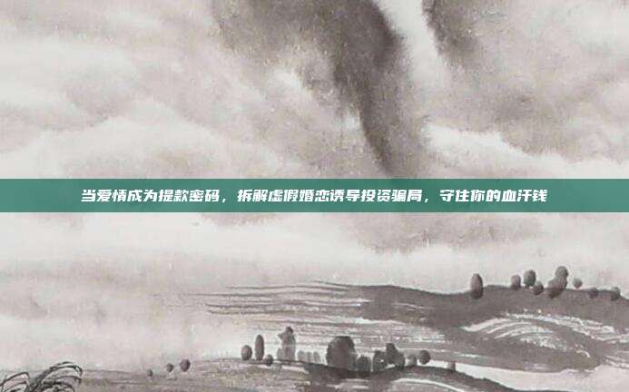 当爱情成为提款密码，拆解虚假婚恋诱导投资骗局，守住你的血汗钱