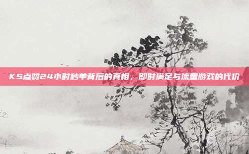 KS点赞24小时秒单背后的真相，即时满足与流量游戏的代价