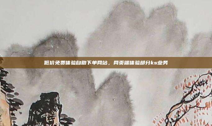 低价免费体验自助下单网站，网页端体验部分ks业务