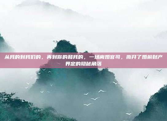 从我的到我们的，再到你的和我的，一场离婚官司，撕开了婚前财产界定的隐秘角落