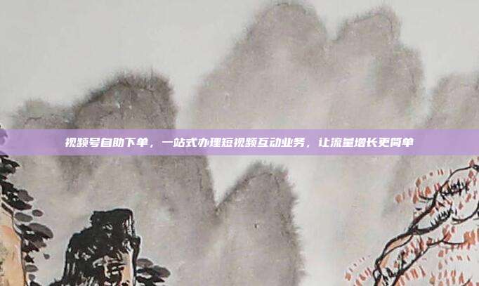 视频号自助下单，一站式办理短视频互动业务，让流量增长更简单