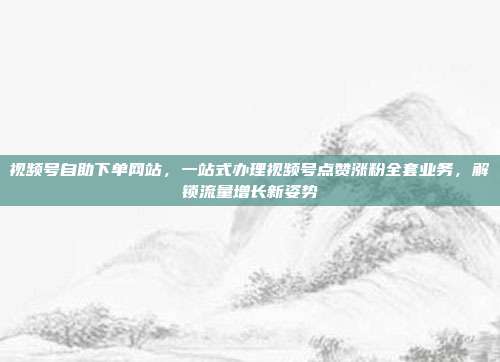 视频号自助下单网站，一站式办理视频号点赞涨粉全套业务，解锁流量增长新姿势