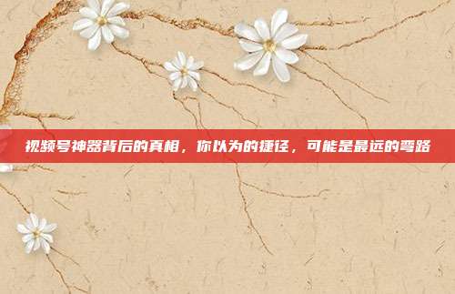 视频号神器背后的真相，你以为的捷径，可能是最远的弯路