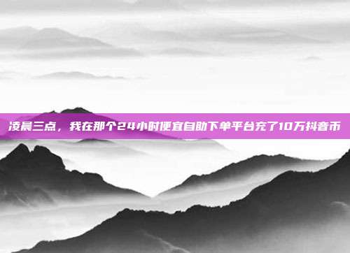 凌晨三点，我在那个24小时便宜自助下单平台充了10万抖音币