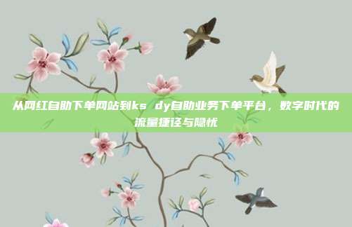 从网红自助下单网站到ks dy自助业务下单平台，数字时代的流量捷径与隐忧