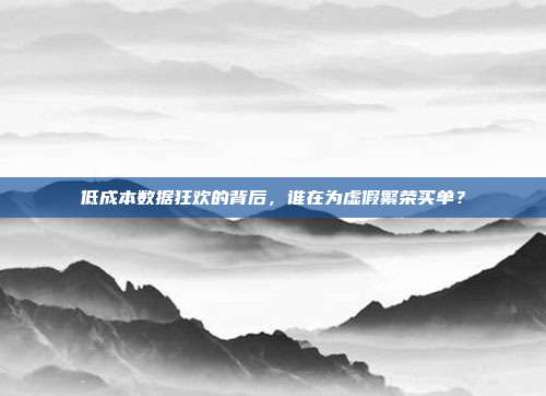 低成本数据狂欢的背后，谁在为虚假繁荣买单？