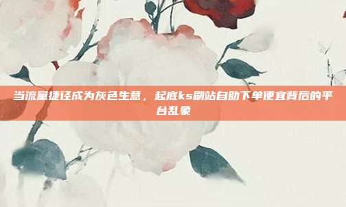 当流量捷径成为灰色生意，起底ks刷站自助下单便宜背后的平台乱象