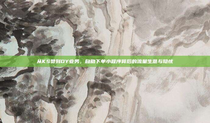 从KS赞到DY业务，自助下单小程序背后的流量生意与隐忧