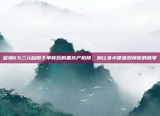 警惕KS三元自助下单背后的黑灰产陷阱，别让贪小便宜毁掉你的账号
