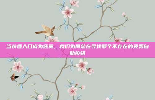 当快捷入口成为迷雾，我们为何总在寻找那个不存在的免费自助按钮