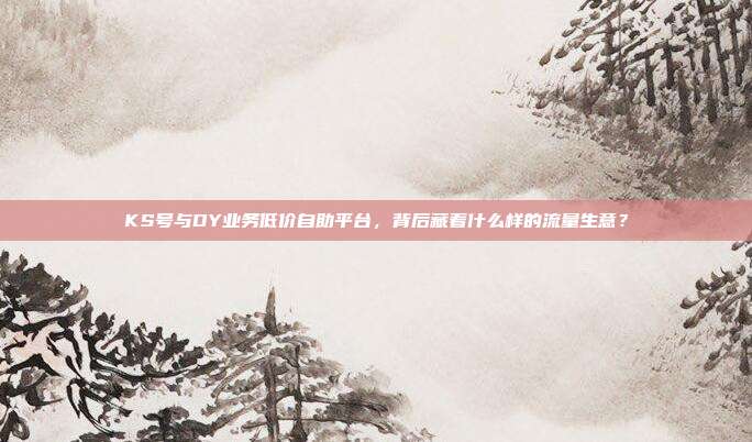 KS号与DY业务低价自助平台，背后藏着什么样的流量生意？