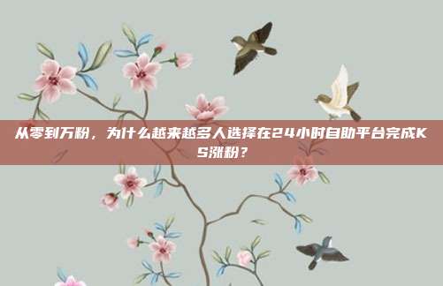 从零到万粉，为什么越来越多人选择在24小时自助平台完成KS涨粉？