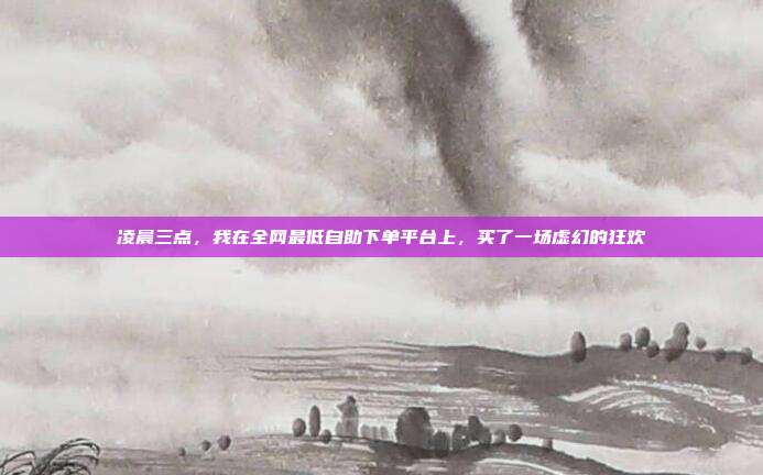 凌晨三点，我在全网最低自助下单平台上，买了一场虚幻的狂欢