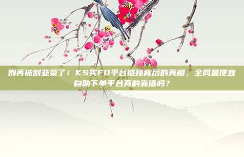 别再被割韭菜了！KS买FO平台链接背后的真相，全网最便宜自助下单平台真的靠谱吗？