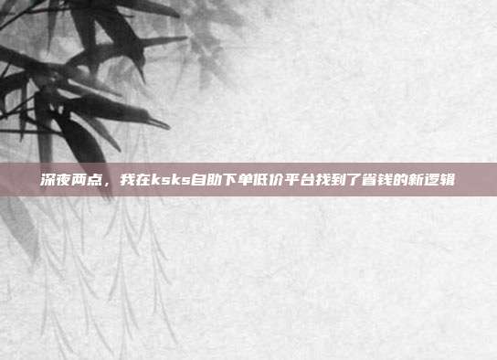 深夜两点,我在ksks自助下单低价平台找到了省钱的新逻辑