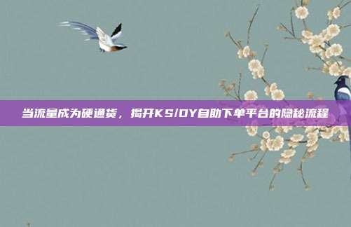 当流量成为硬通货，揭开KS/DY自助下单平台的隐秘流程
