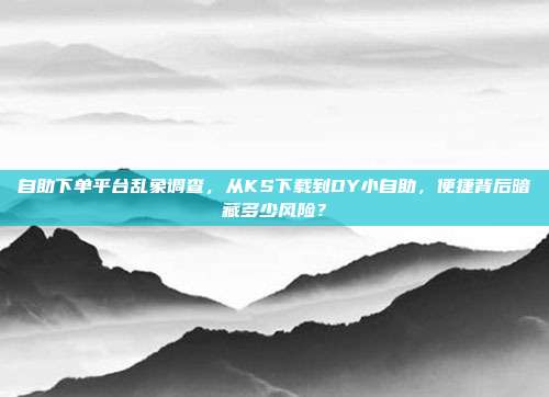 自助下单平台乱象调查，从KS下载到DY小自助，便捷背后暗藏多少风险？