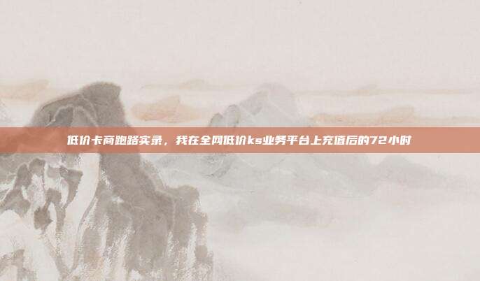 低价卡商跑路实录，我在全网低价ks业务平台上充值后的72小时