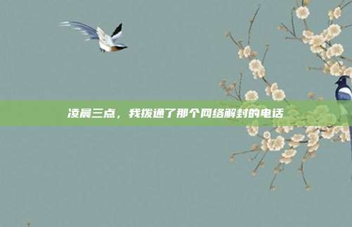 凌晨三点，我拨通了那个网络解封的电话