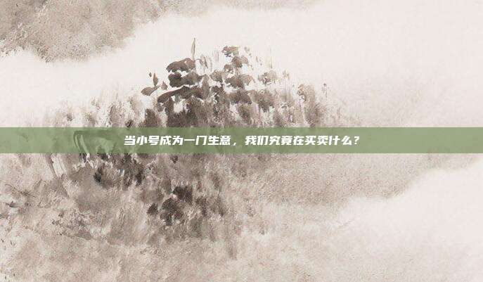 当小号成为一门生意,我们究竟在买卖什么?