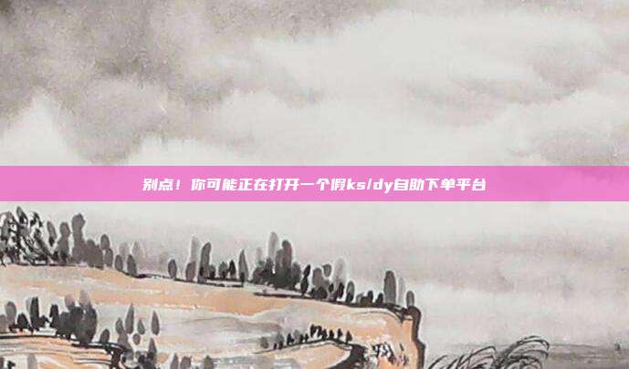 别点！你可能正在打开一个假ks/dy自助下单平台
