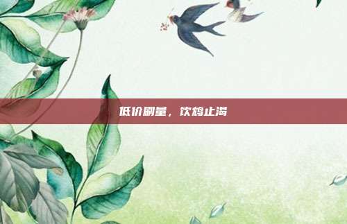 低价刷量，饮鸩止渴