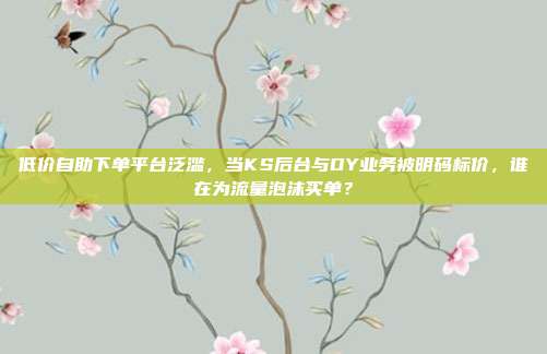 低价自助下单平台泛滥，当KS后台与DY业务被明码标价，谁在为流量泡沫买单？