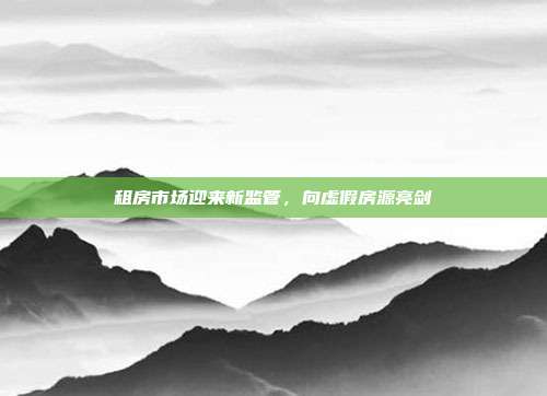 租房市场迎来新监管，向虚假房源亮剑